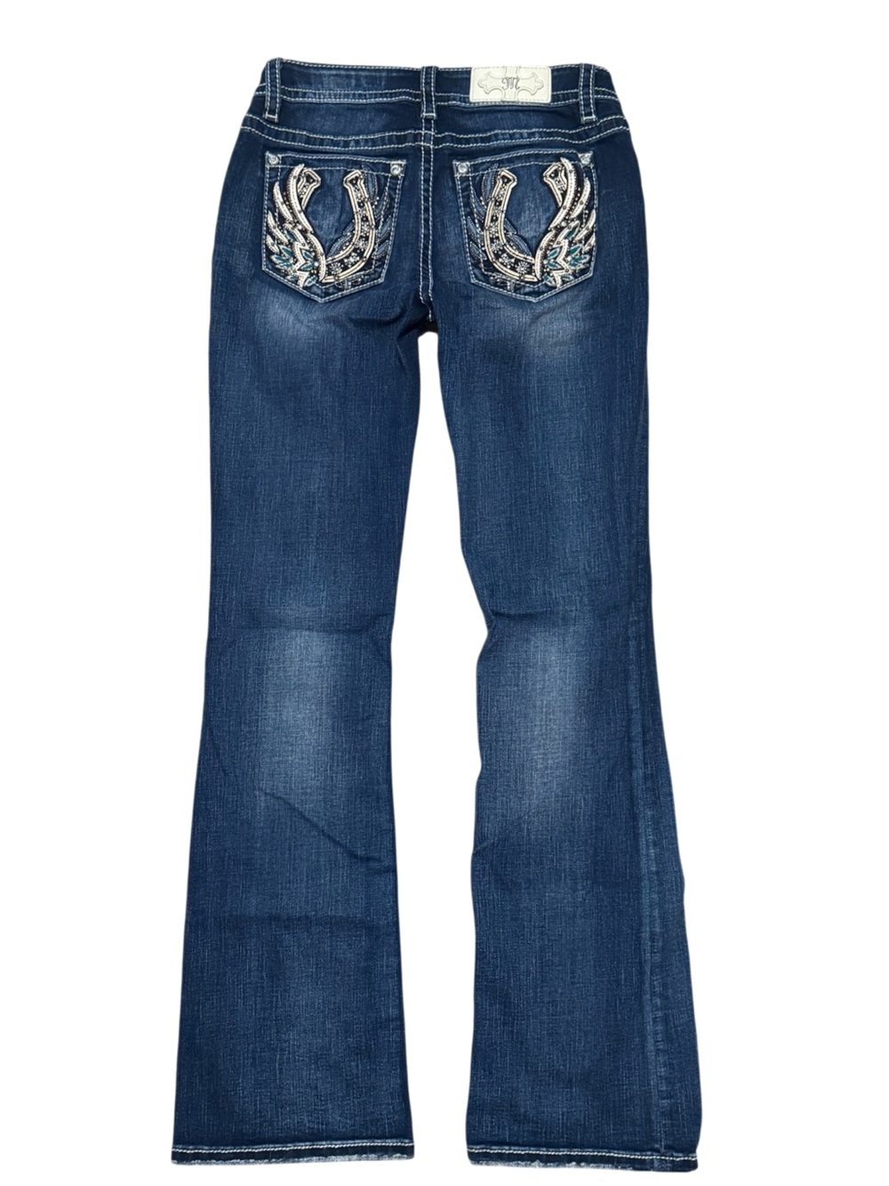 Miss Me Chloe Horseshoe Lotus Flower Embroidered Bootcut Jeans NEW 🔥 29